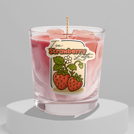 Ice Strawberry Latte Kerze